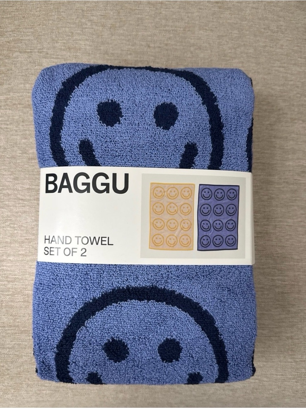BAGGU Hand Towels Set of 2 - Smiley Design